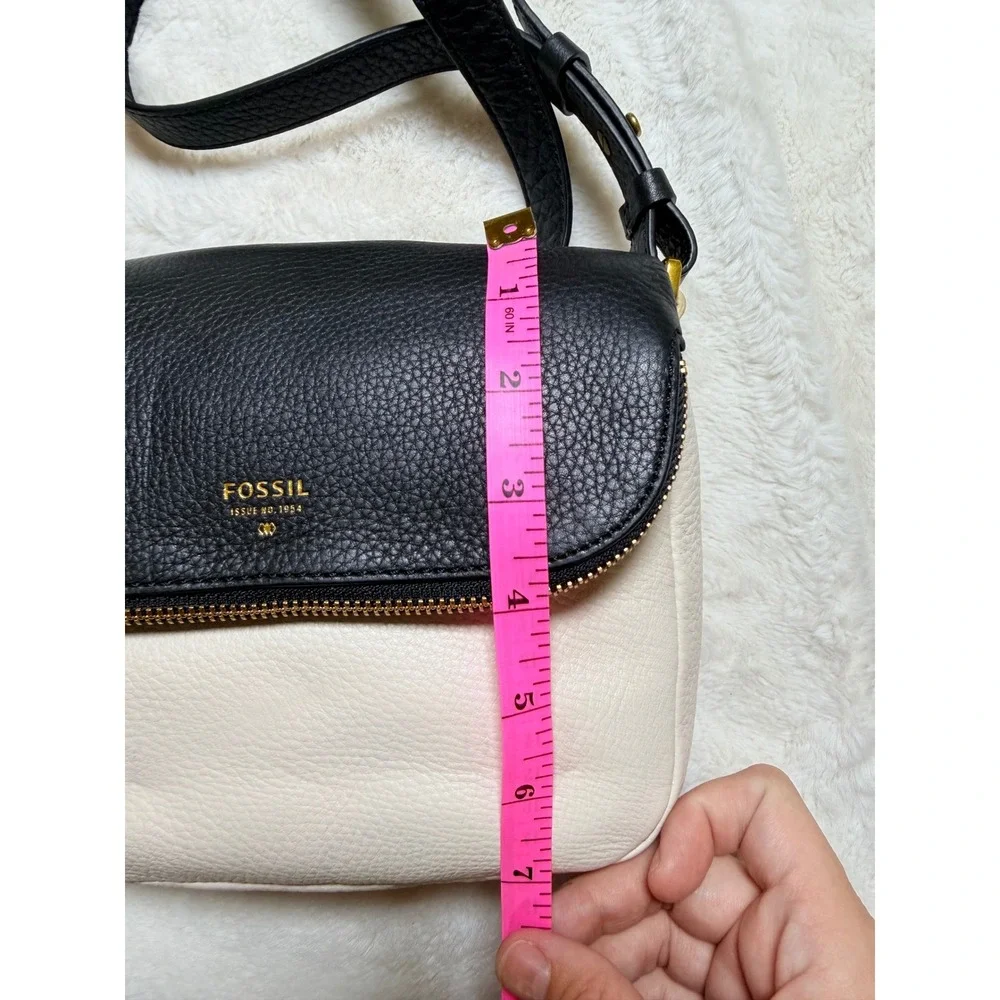 Fossil Preston Crossbody Flap Bag Bone Black Leather ZB5941105